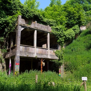 bâtiment en ruine adossé à une muraille et entouré de plantes - France  - collection de photos clin d'oeil, catégorie paysages